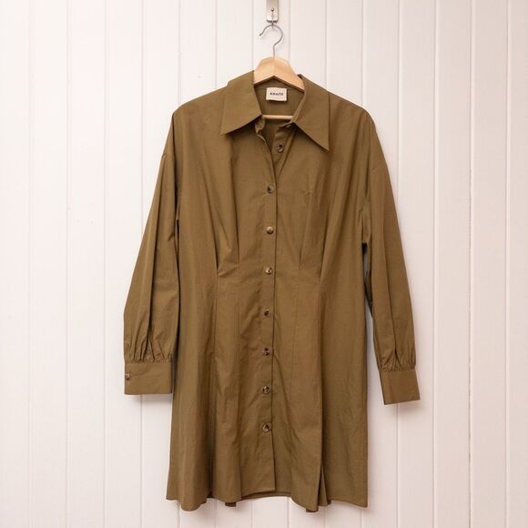 KHAITE The Winnie Dress in Khaki Size Small - Picture 2 of 9